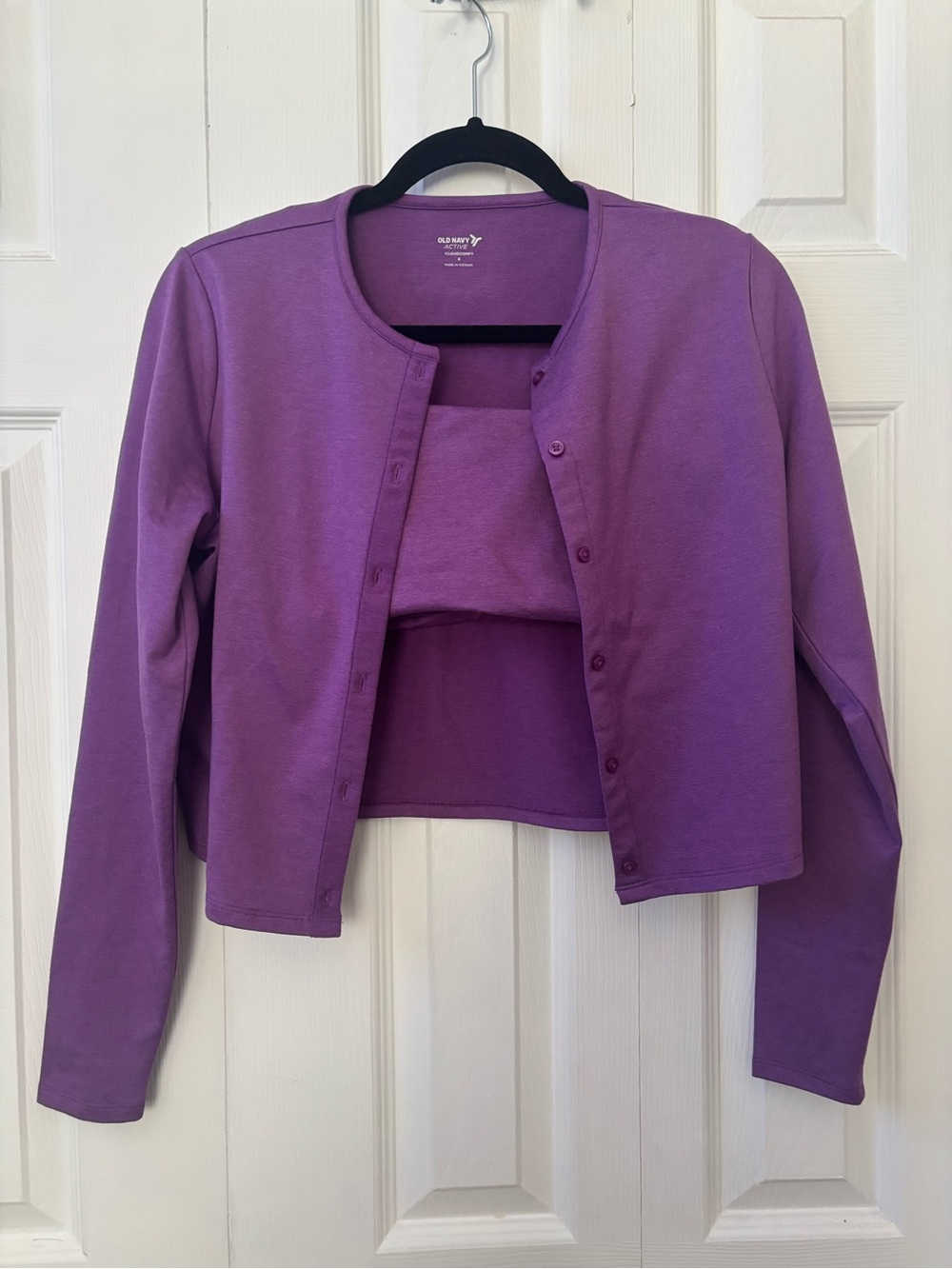 Old Navy Purple Long-Sleeve Cropped Button Cardigan Set